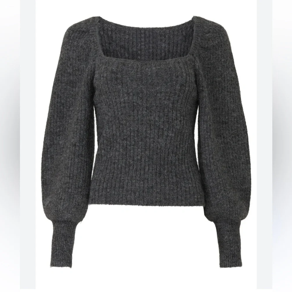 Rebecca Minkoff Grey Wool Puff Sleeve Pixi Sweater - Picture 2 of 15